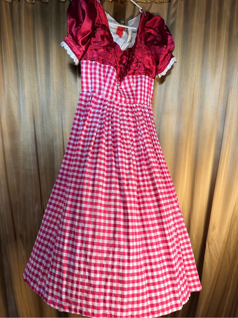 Handmade Red Western Oklahoma Style Gingham Halloween Costume Dress